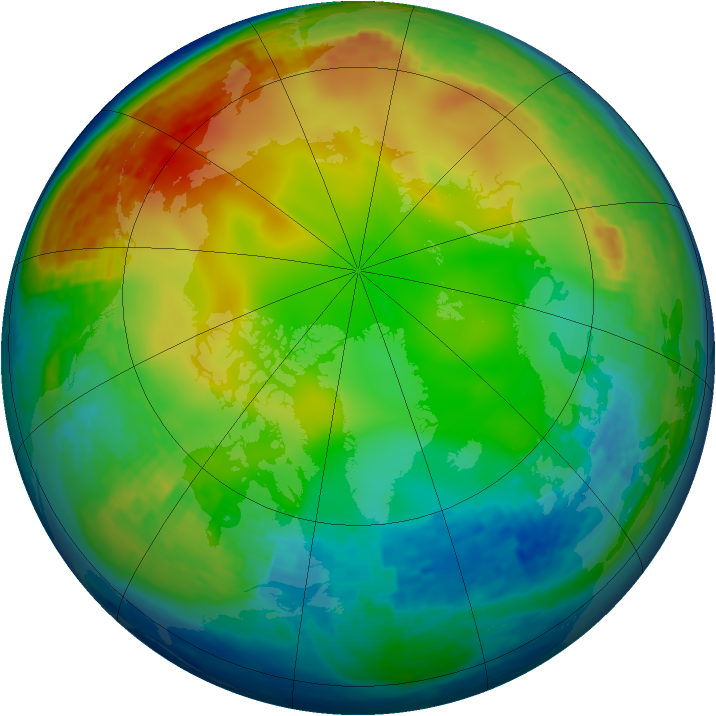 Arctic ozone map for 25 December 2001